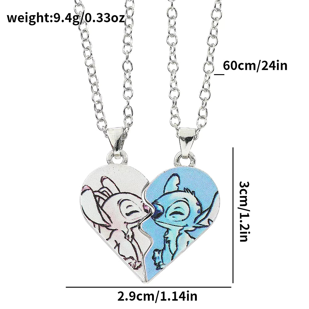 Collares Magnéticos de Stitch y Ángel para Parejas o Mejores amigos