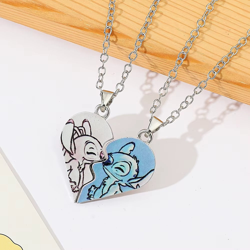 Collares Magnéticos de Stitch y Ángel para Parejas o Mejores amigos